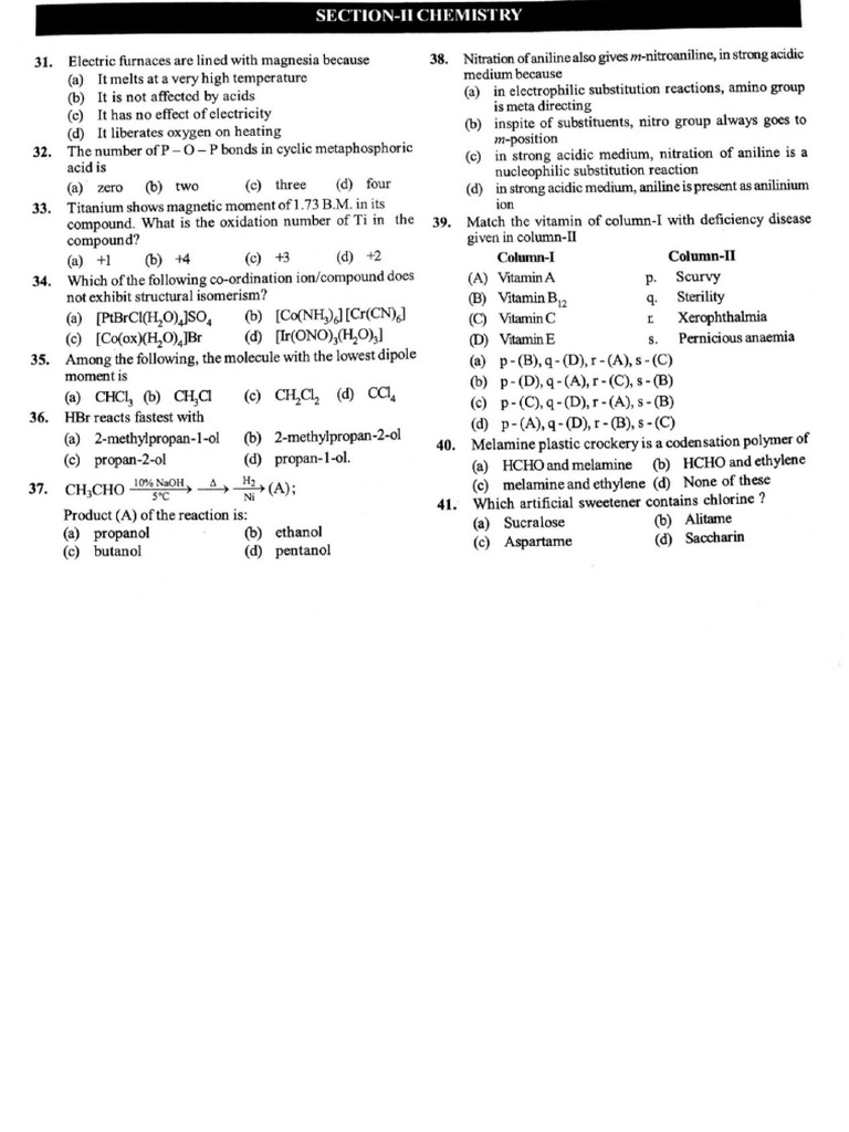 Chemistry Aiims BSC Nursing Pyq | PDF
