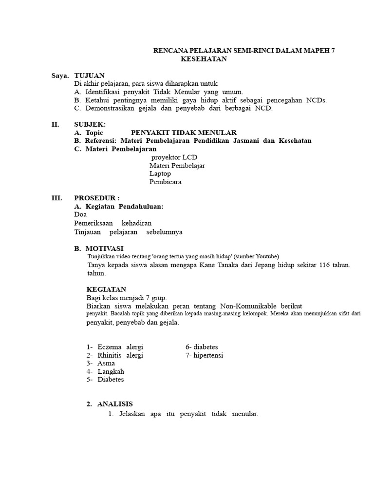Rencana Pelajaran NCD untuk MAPEH 7 | PDF
