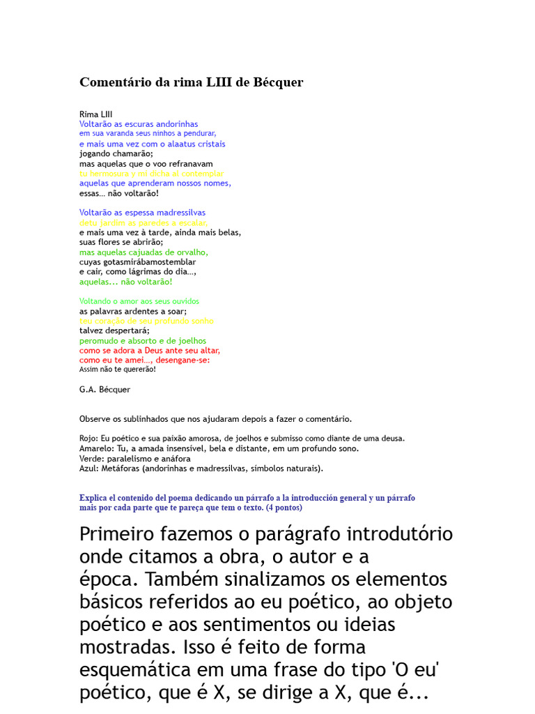 Análise da Rima LIII de Bécquer | PDF | Romantismo | Amor