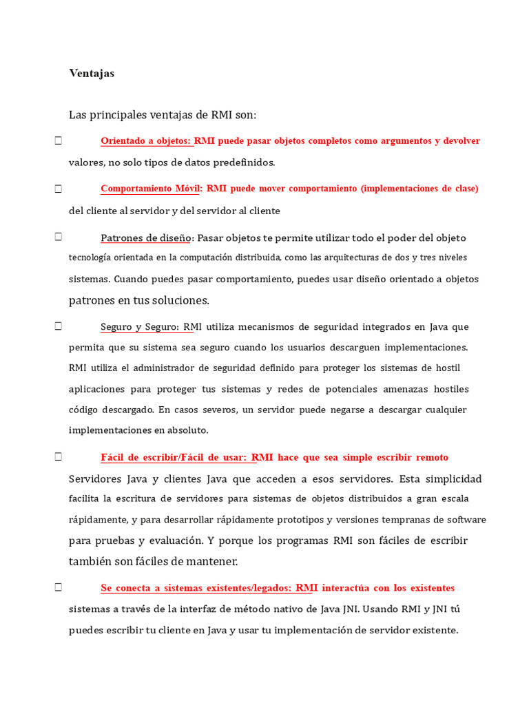 Ventajas de RMI en Java: Computación Distribuida | PDF | Java (lenguaje ...