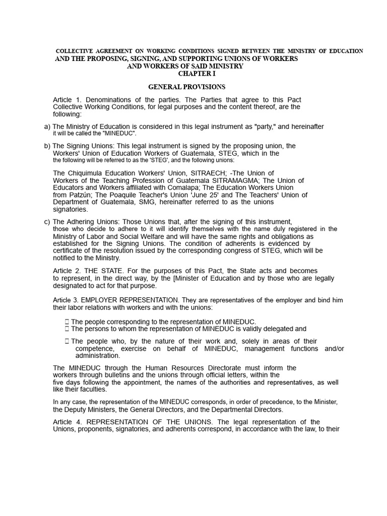 Example of The Collective Agreement On Working Conditions | PDF ...
