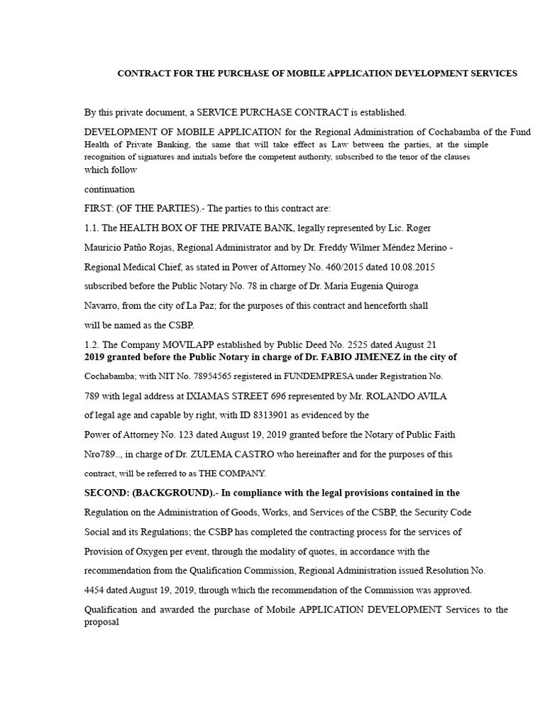 Contract For The Purchase of Mobile Application Development Services ...