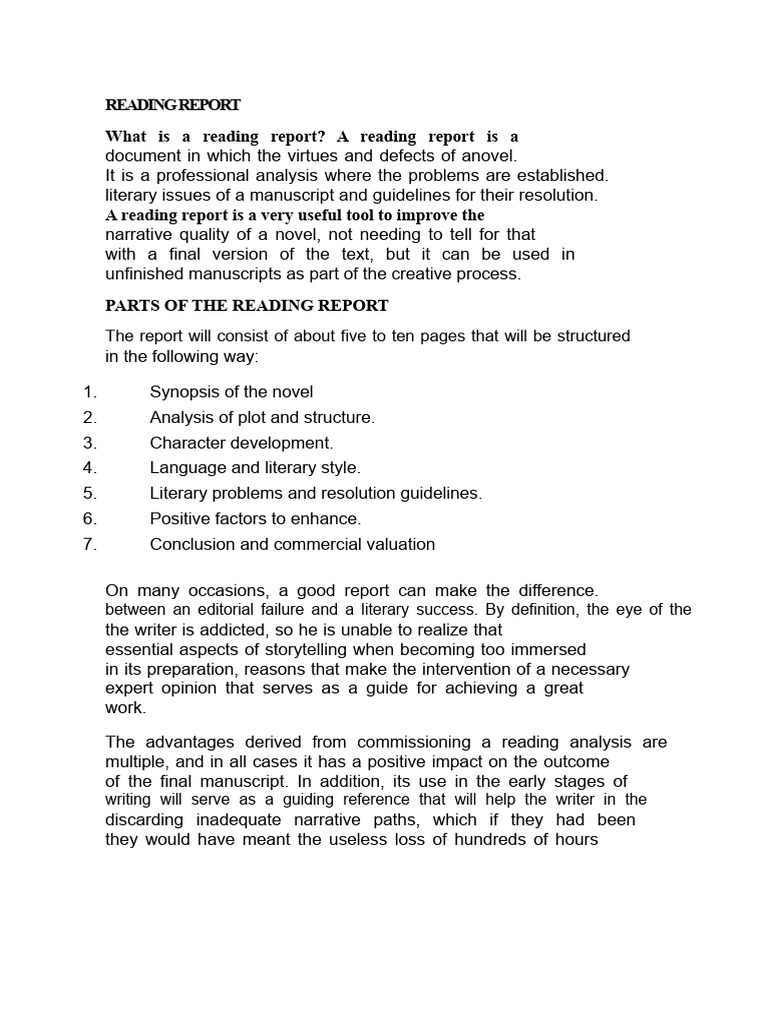 Understanding Reading Reports for Novels | PDF | Verb | Grammatical ...