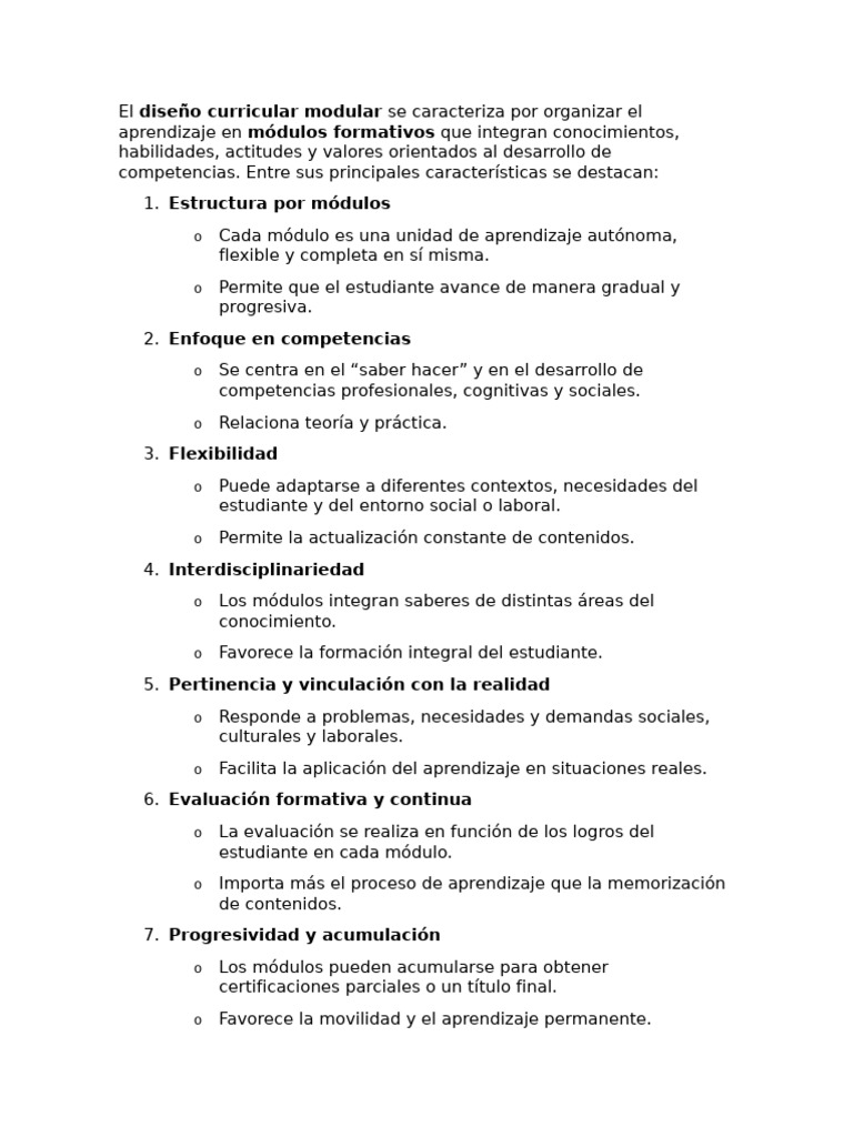 Diseño Curricular Modular en Educación | PDF | Plan de estudios ...