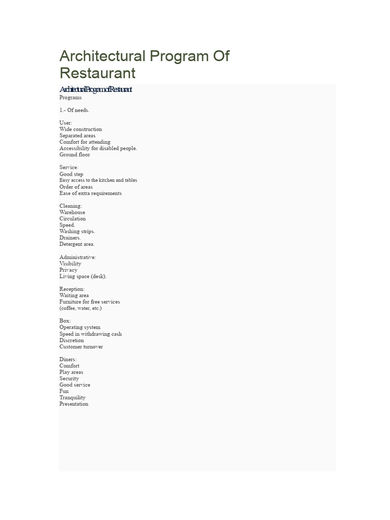 Restaurant Architectural Design Guide | PDF | Restaurants | Public Toilet