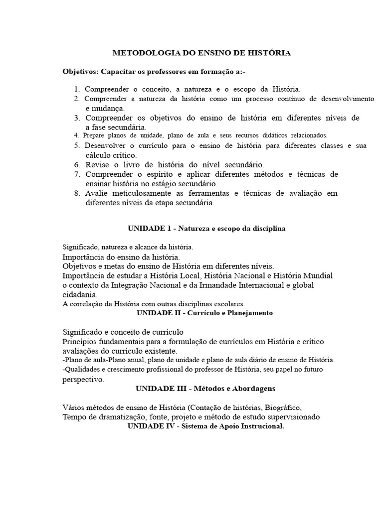 Metodologia do Ensino de História | PDF