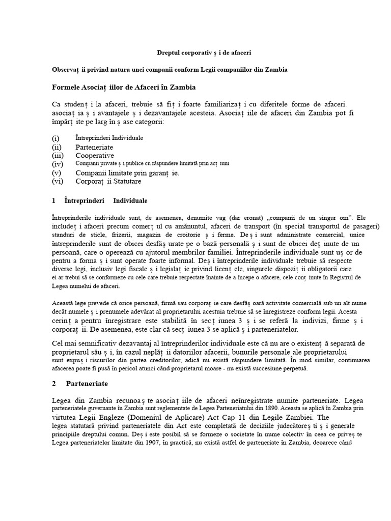 Note Privind Formarea Companiilor | PDF