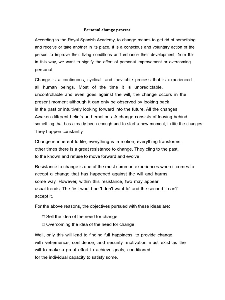 Stages of Personal Change Process | PDF | Goal | Motivation