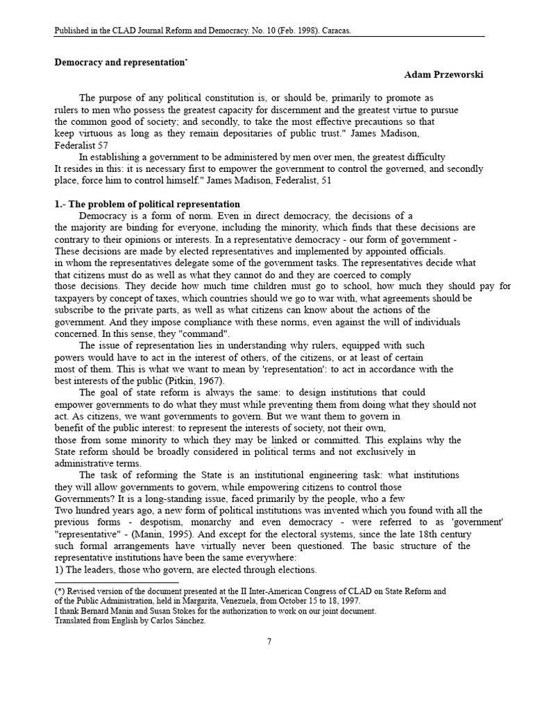 Democracy and Political Representation | PDF | Elections | Voting