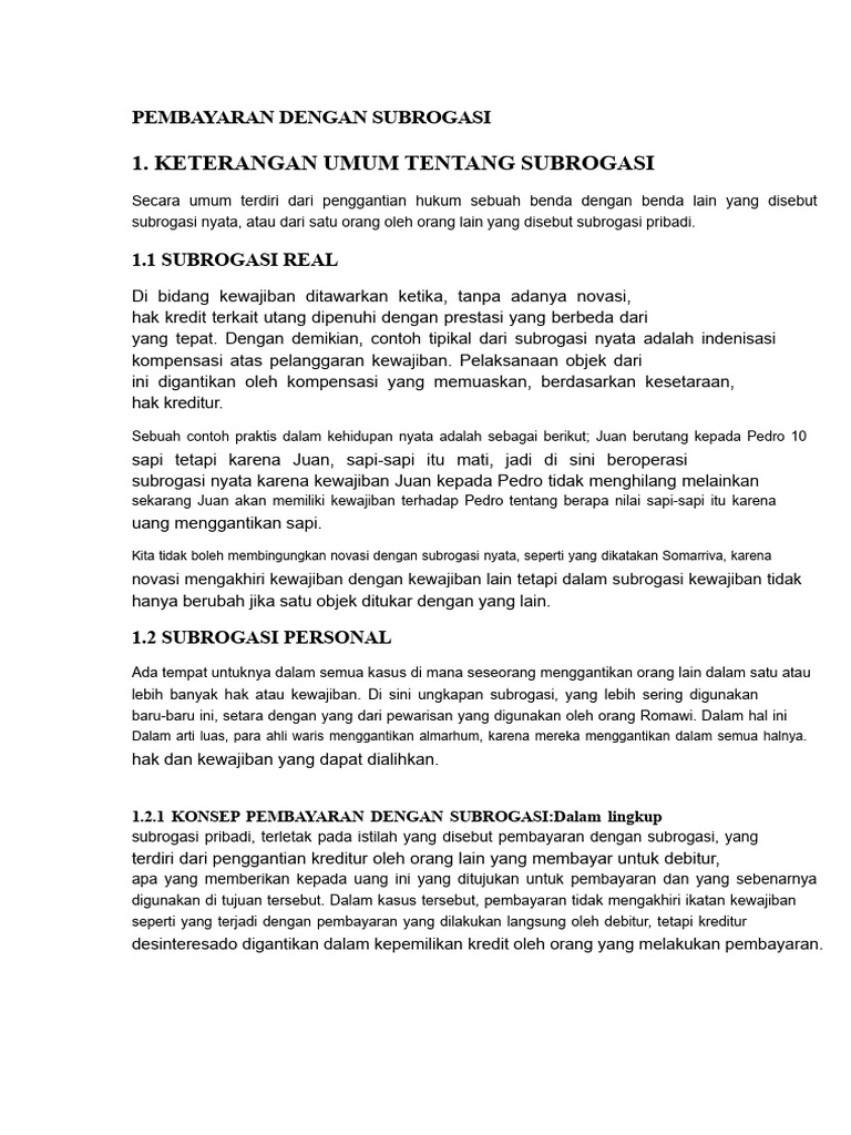 Pembayaran Melalui Subrogasi Hukum | PDF