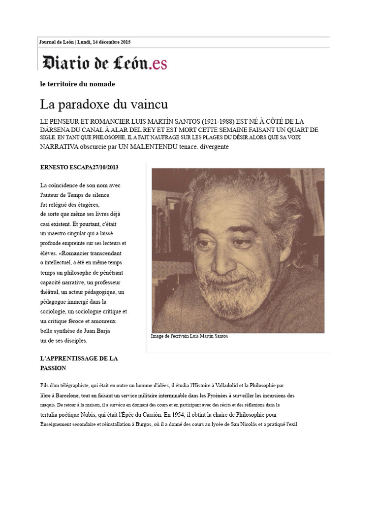 Luis Martín Santos : Philosophie et Littérature | PDF | Épistémologie ...