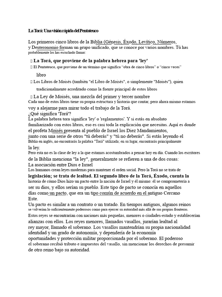 Introducción a la Torá y el Pentateuco | PDF | Libro del éxodo | Libro ...