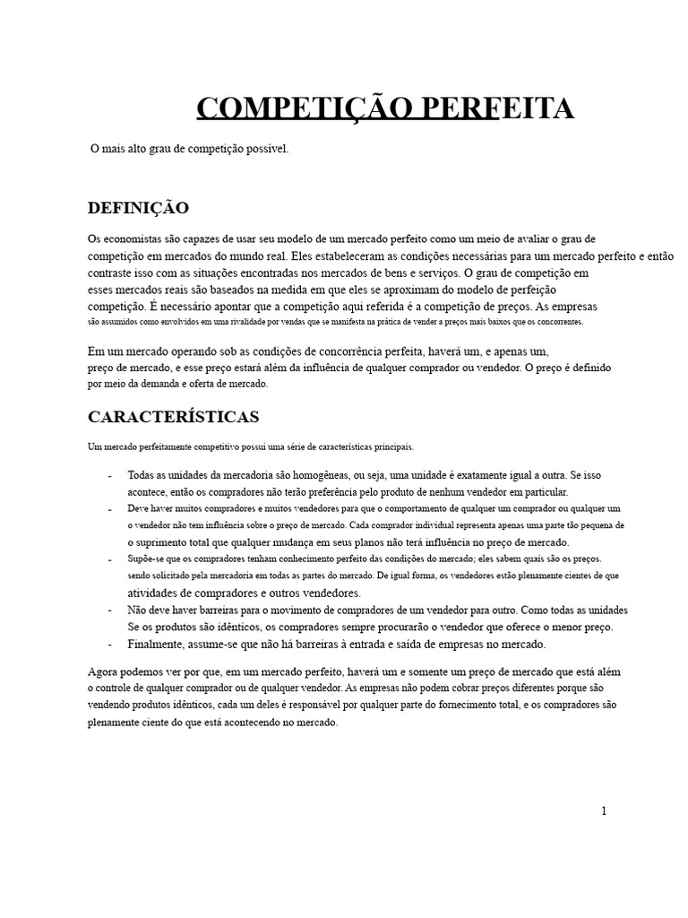 Entendendo a Competição Perfeita | PDF | Mercado (economia ...