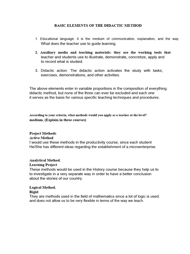 Key Elements of Didactic Method | PDF