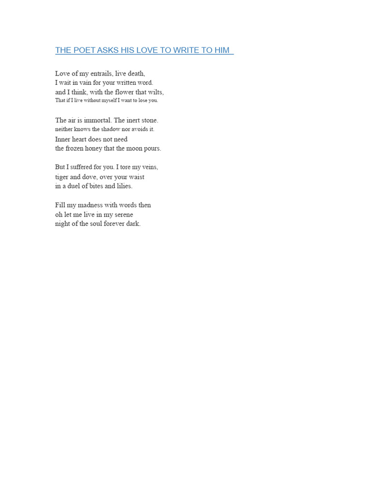 Poetic Love Letters and Longing | PDF