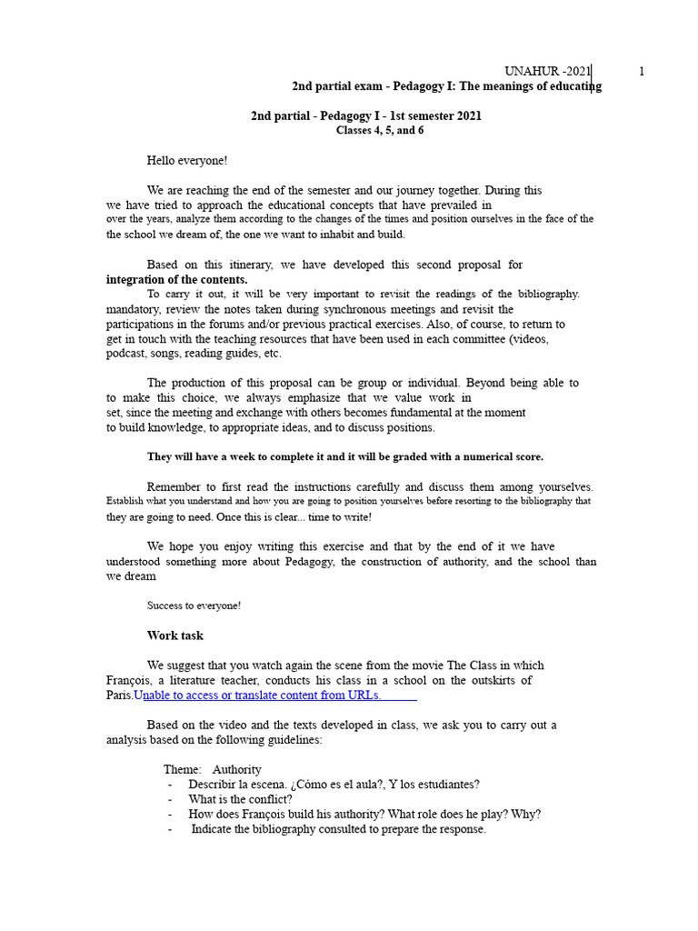 Pedagogy 1 Assignment Second Partial | PDF | Pedagogy | Teachers