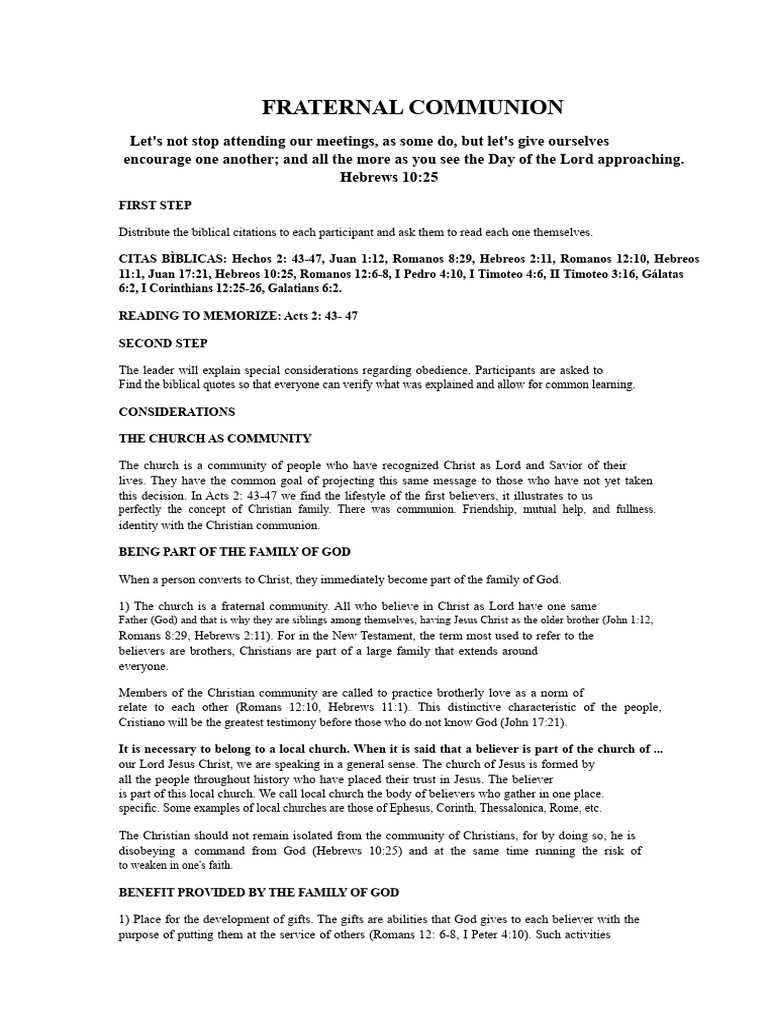 Lesson 13 The Fraternal Communion | PDF | Epistle To The Hebrews ...