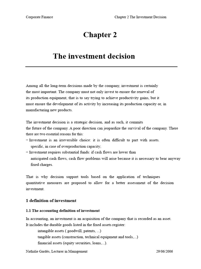 Investment Decision in Corporate Finance | PDF | Net Present Value ...