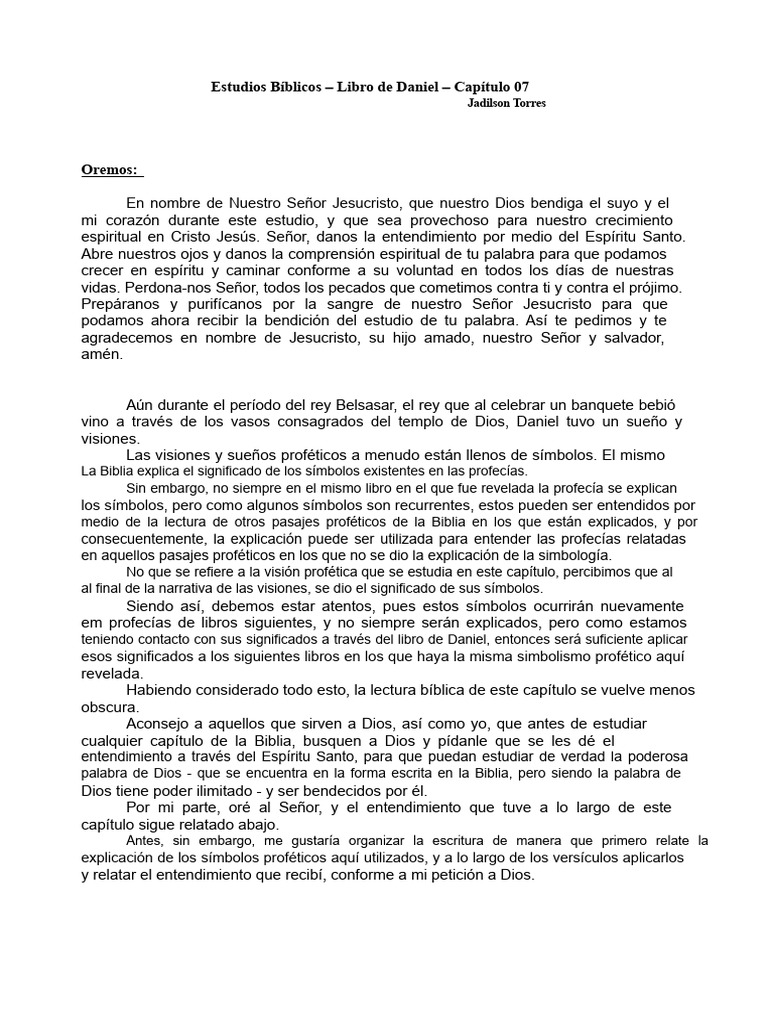 Estudio Del Libro de Daniel, Capítulo 07 | PDF | Daniel (figura bíblica ...