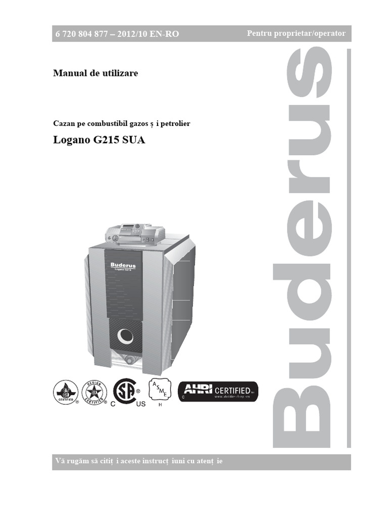 Manual de Utilizare Buderus G215 | PDF