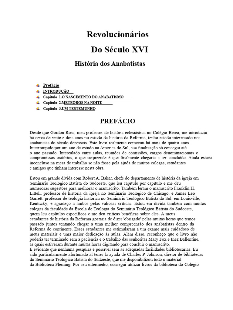 Revolucionários Do Século XVI | PDF | Protestantismo | Anabatismo