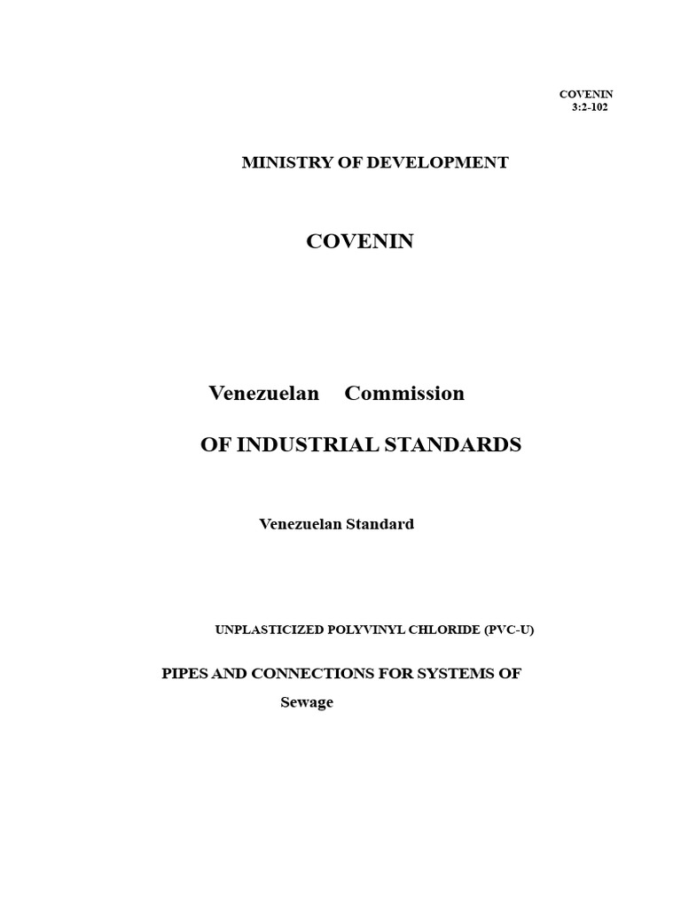 Venezuelan PVC-U Sewer Pipe Standards | PDF | Pipe (Fluid Conveyance ...