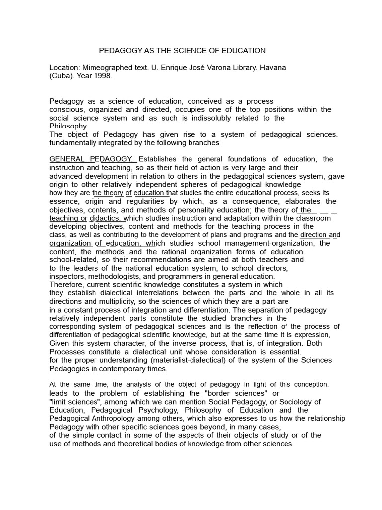 Pedagogy: The Science of Education | PDF | Pedagogy | Science