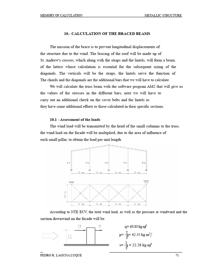 Braced Beam Calculation for Metal Structures | PDF | Truss | Beam ...