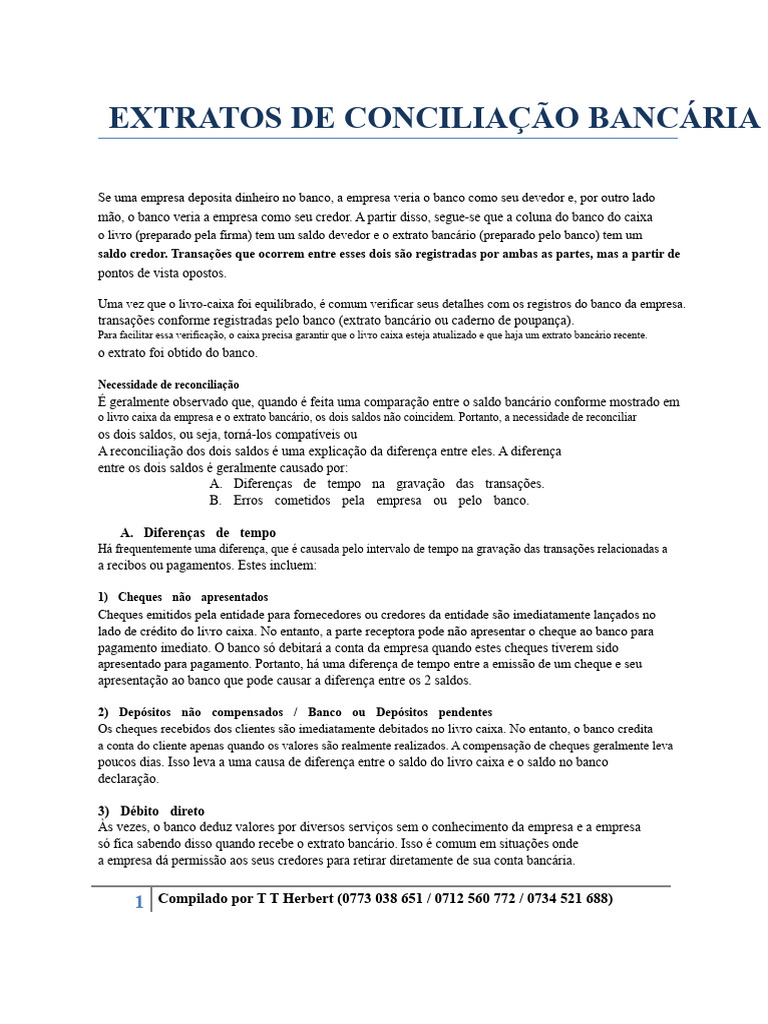 Conciliação Bancária: Erros e Procedimentos | PDF | Conta de transação ...