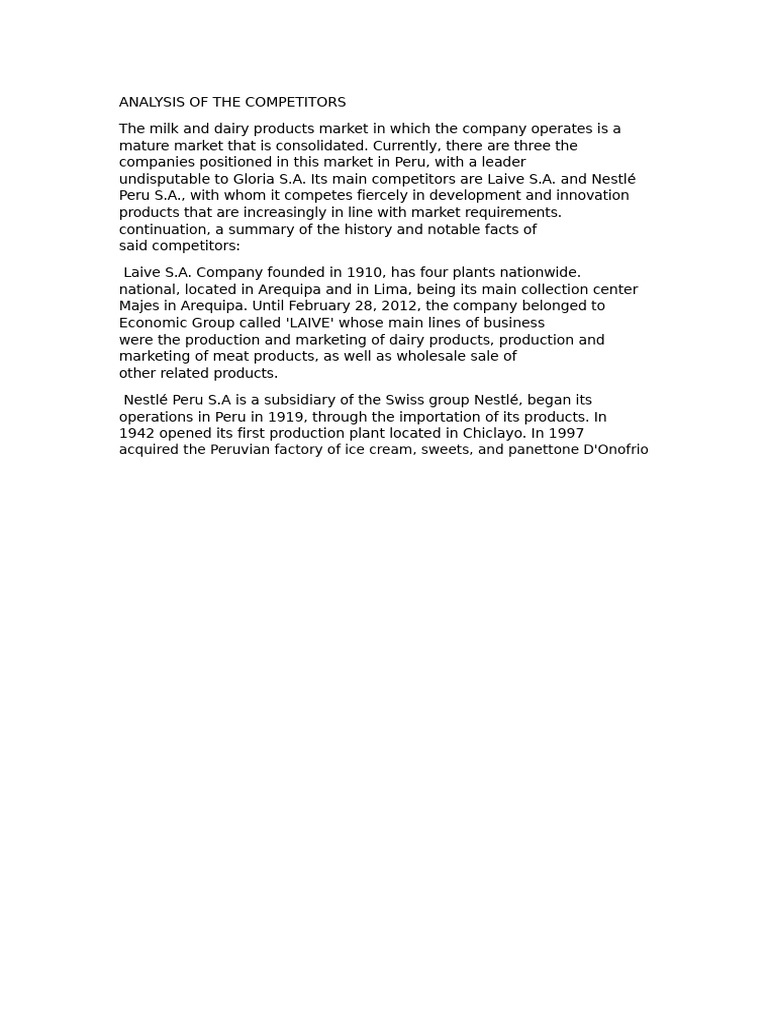 Competitor Analysis in Dairy Market | PDF