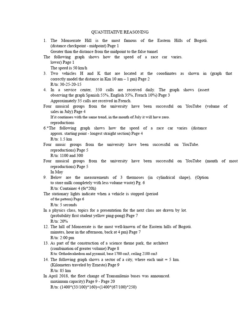 Quantitative Reasoning Concepts and Examples | PDF | Distance | Mathematics