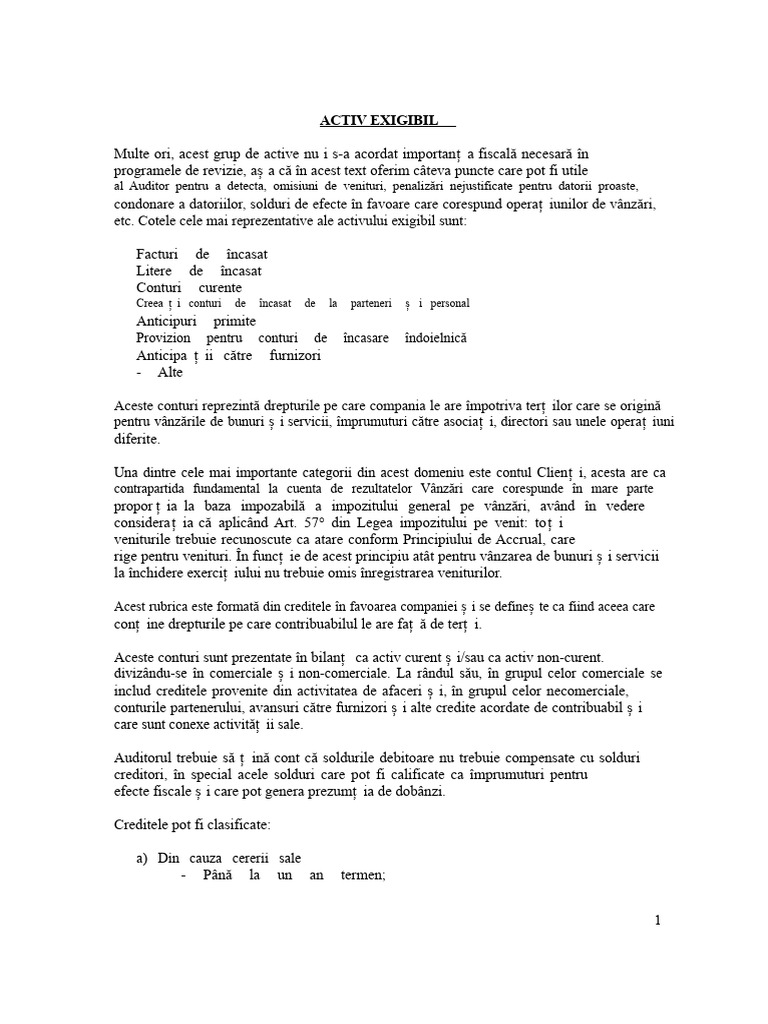 Activ Exigibil | PDF