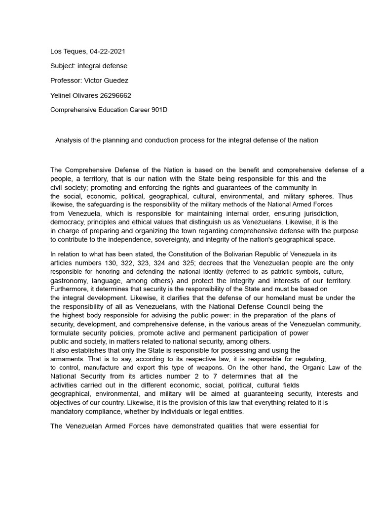 Integral Defense Unit 2 Report | PDF | Venezuela | Military