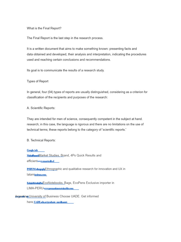 Understanding the Final Report | PDF | Chart | Methodology