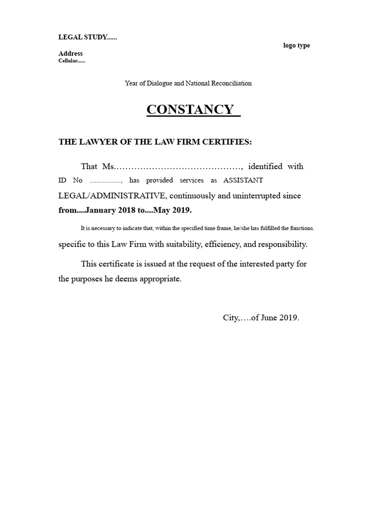 Legal Certification for Assistant Role | PDF