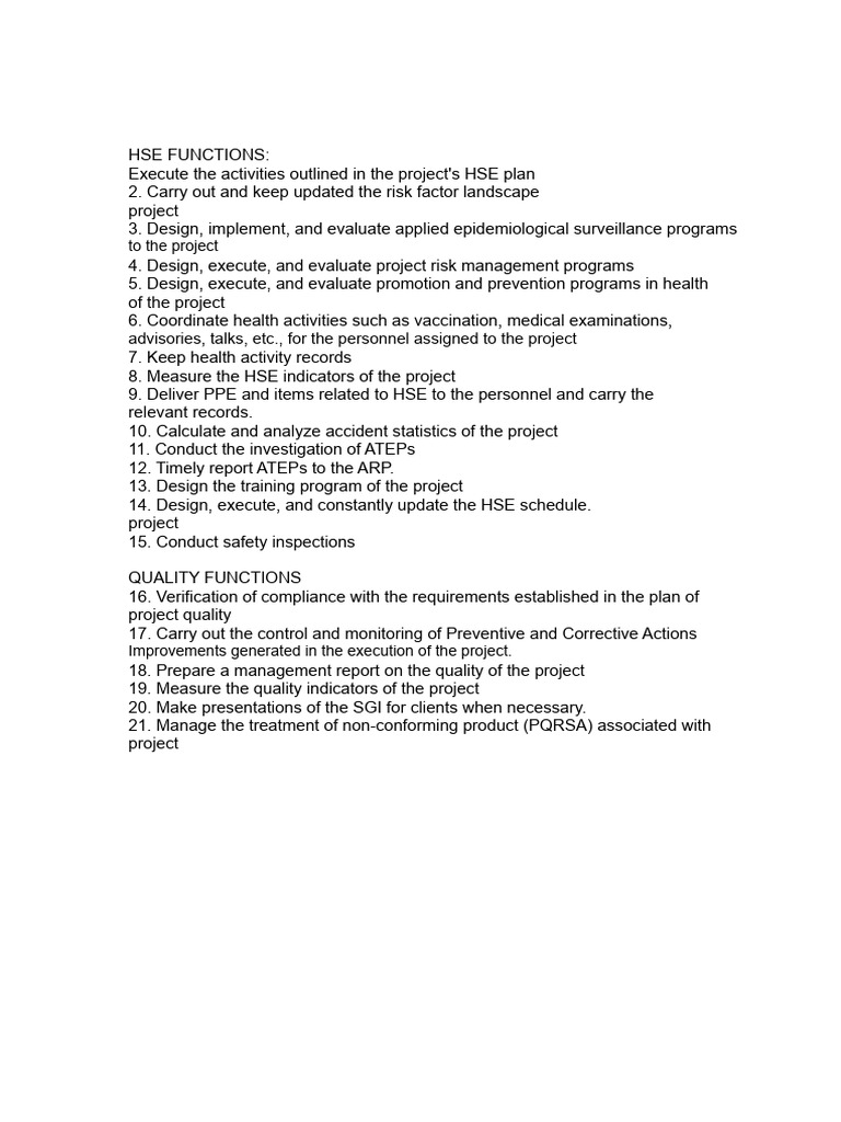 Hse Functions | PDF