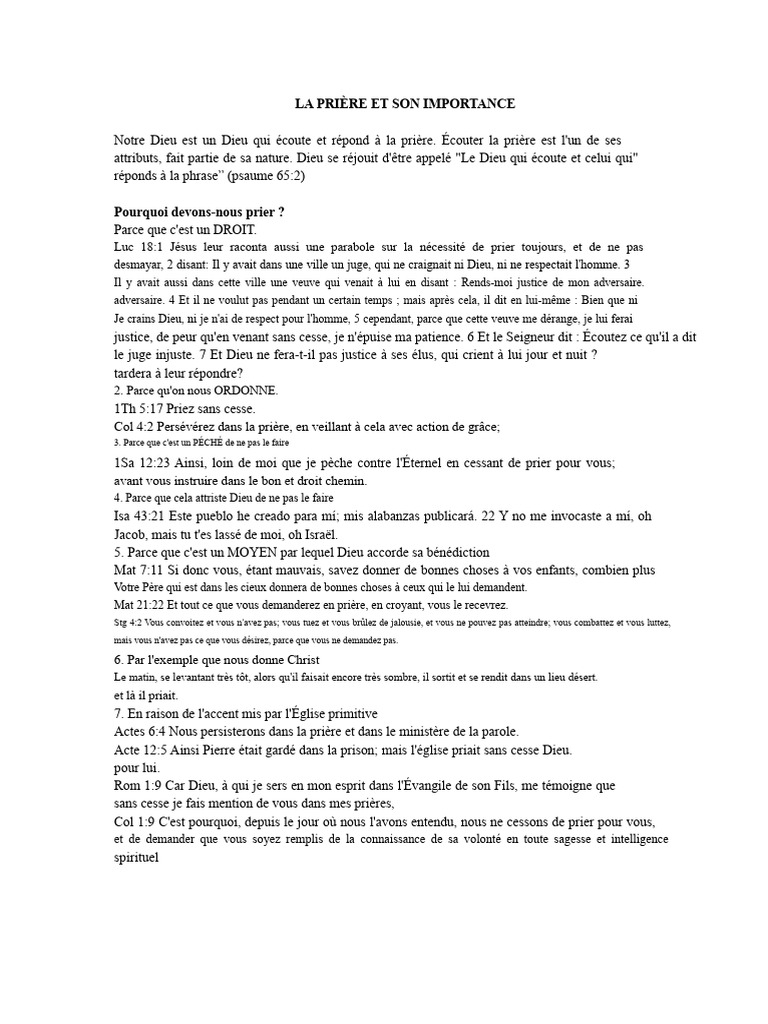 Importance de la prière dans la foi | PDF | Prière | Dieu