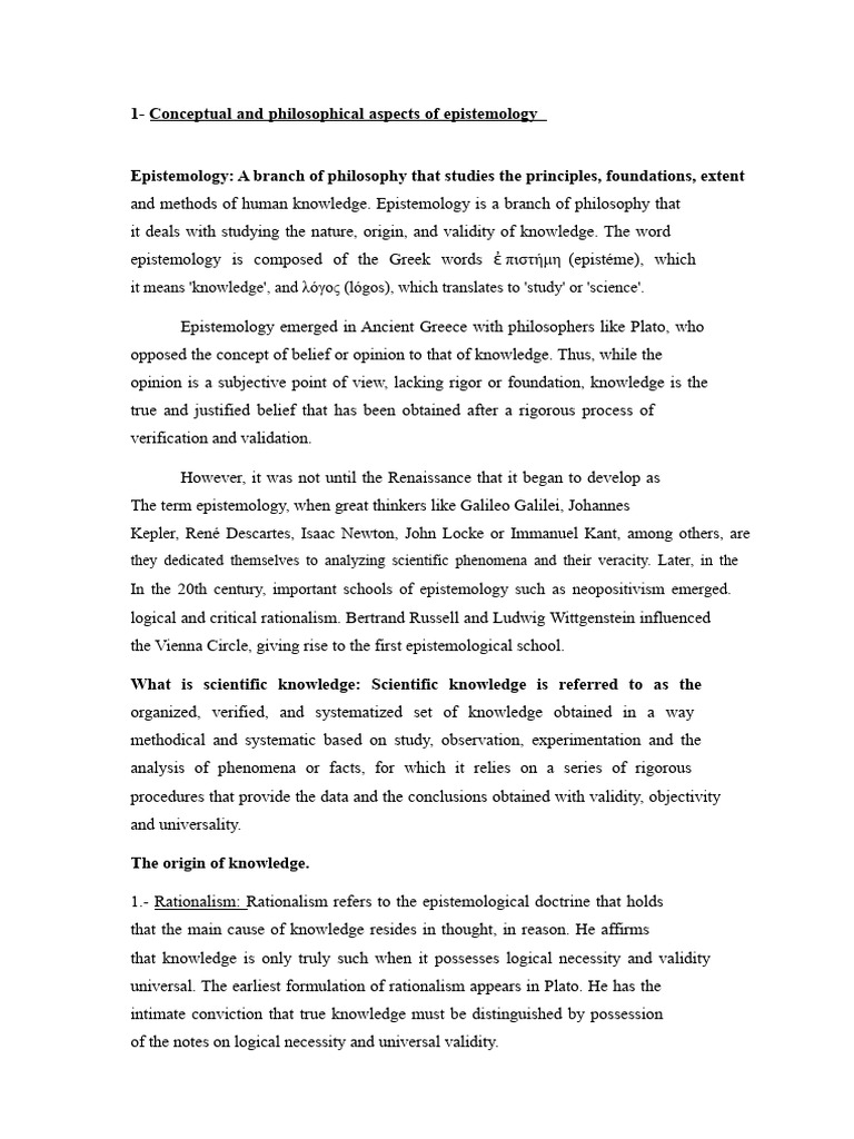 Understanding Epistemology and Its Currents | PDF | Epistemology ...