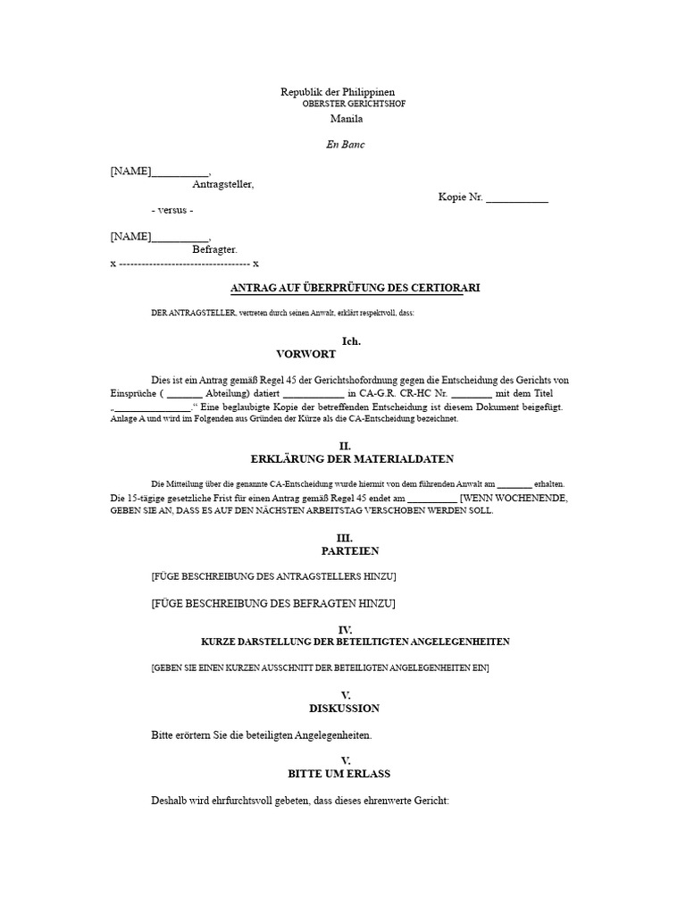 Musterantrag Auf Überprüfung | PDF