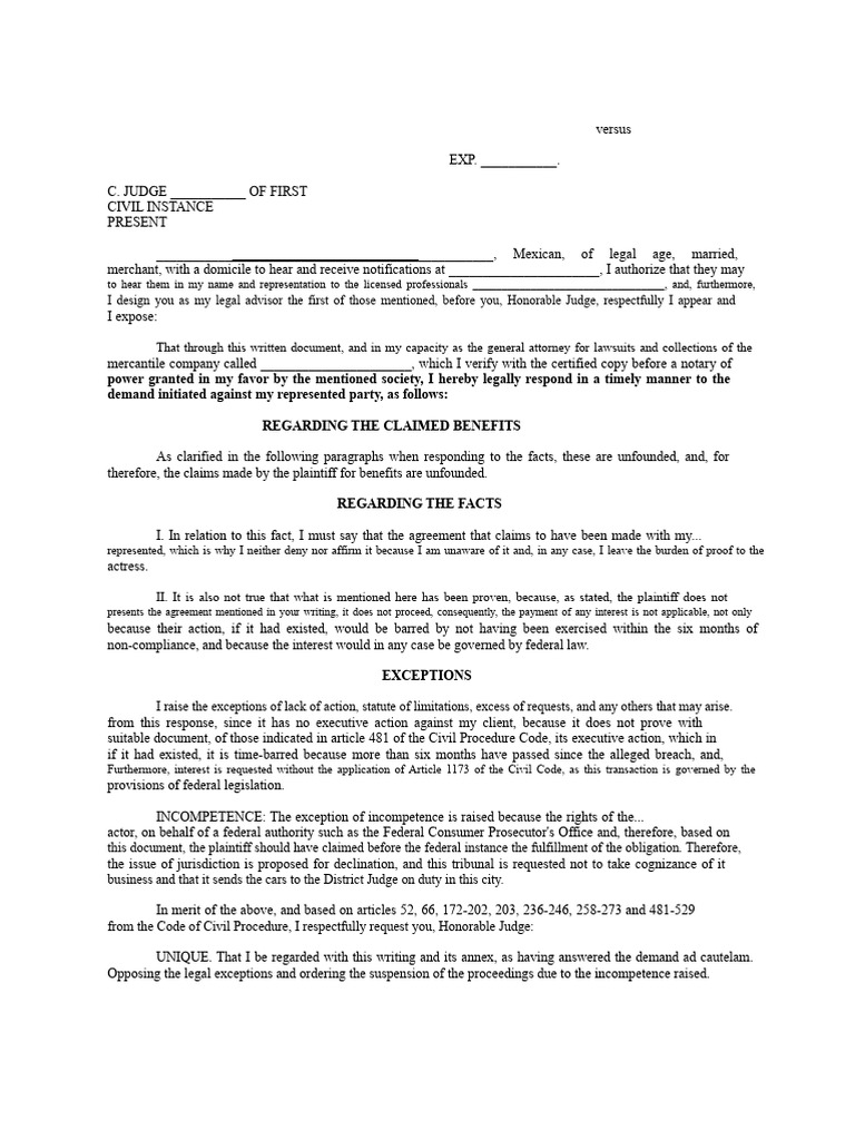 Answer To Lawsuit (Civil Executive Trial) | PDF | Lawsuit | Government
