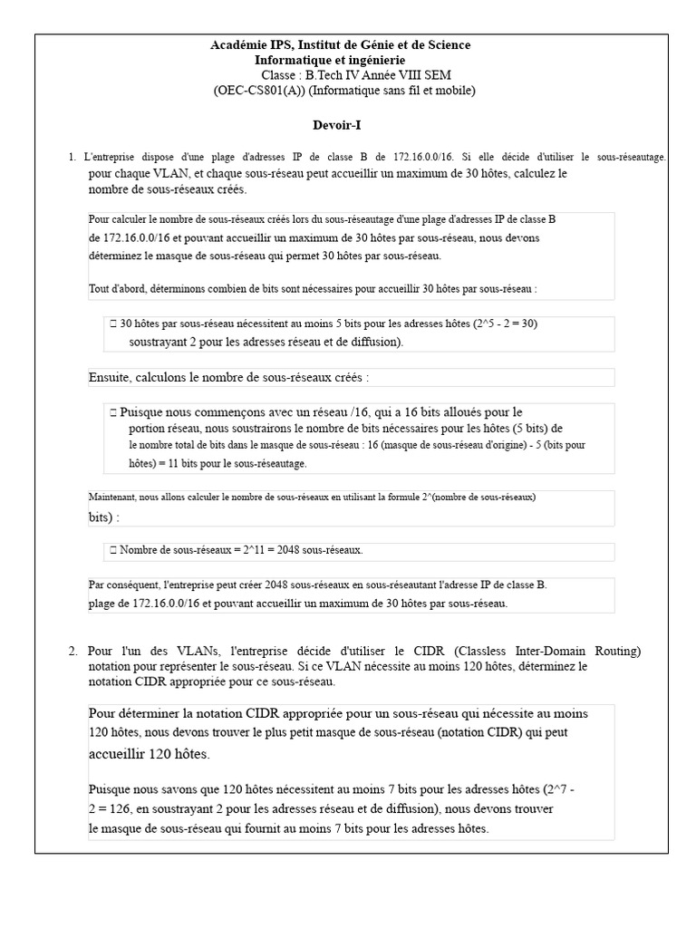 Sous-réseautage IP et OSPF expliqué | PDF | Adresse IP | Protocole de ...