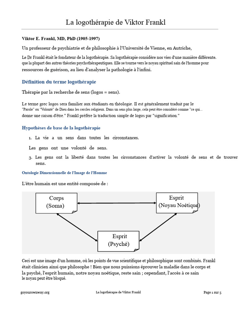 La logothérapie de Viktor Frankl | PDF | Psychothérapie