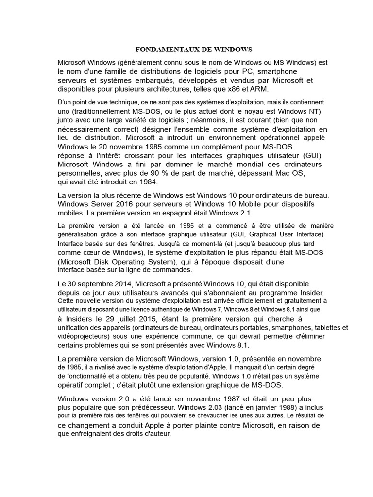 Histoire et Évolution de Microsoft Windows | PDF | Microsoft Windows ...