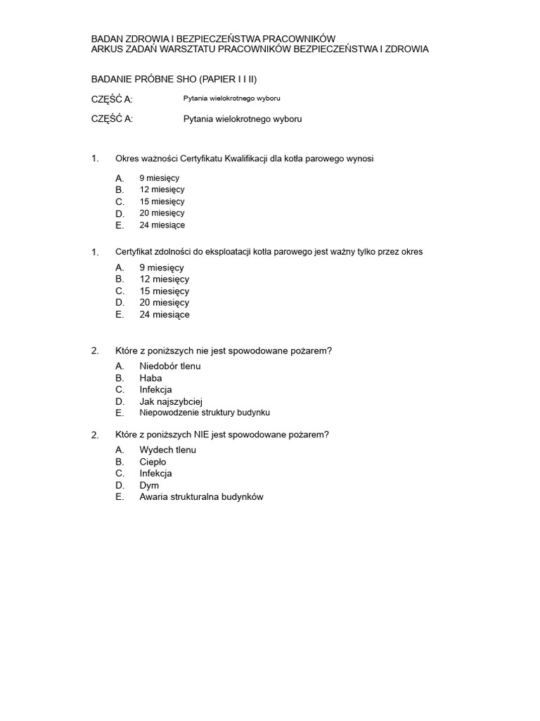 1.1. Badanie Próbne SHO | PDF