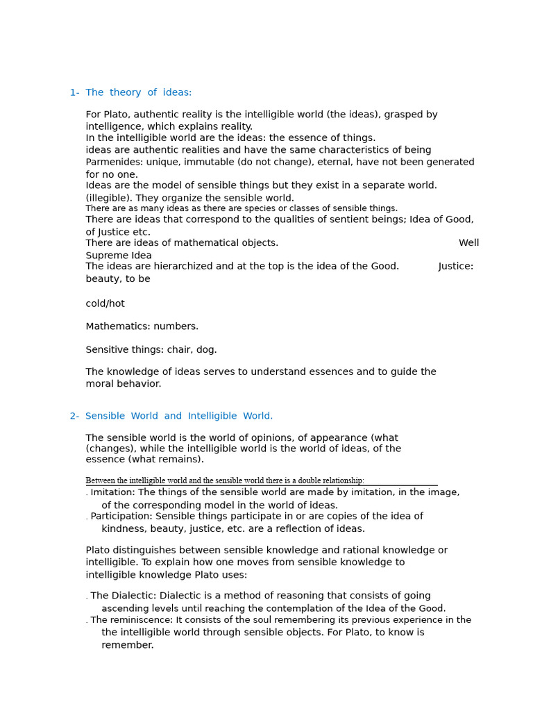 Plato Philosophy 2nd Year of High School Notes For University Entrance ...
