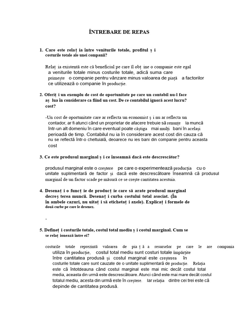 Întrebare de Revizuire Microeconomie | PDF