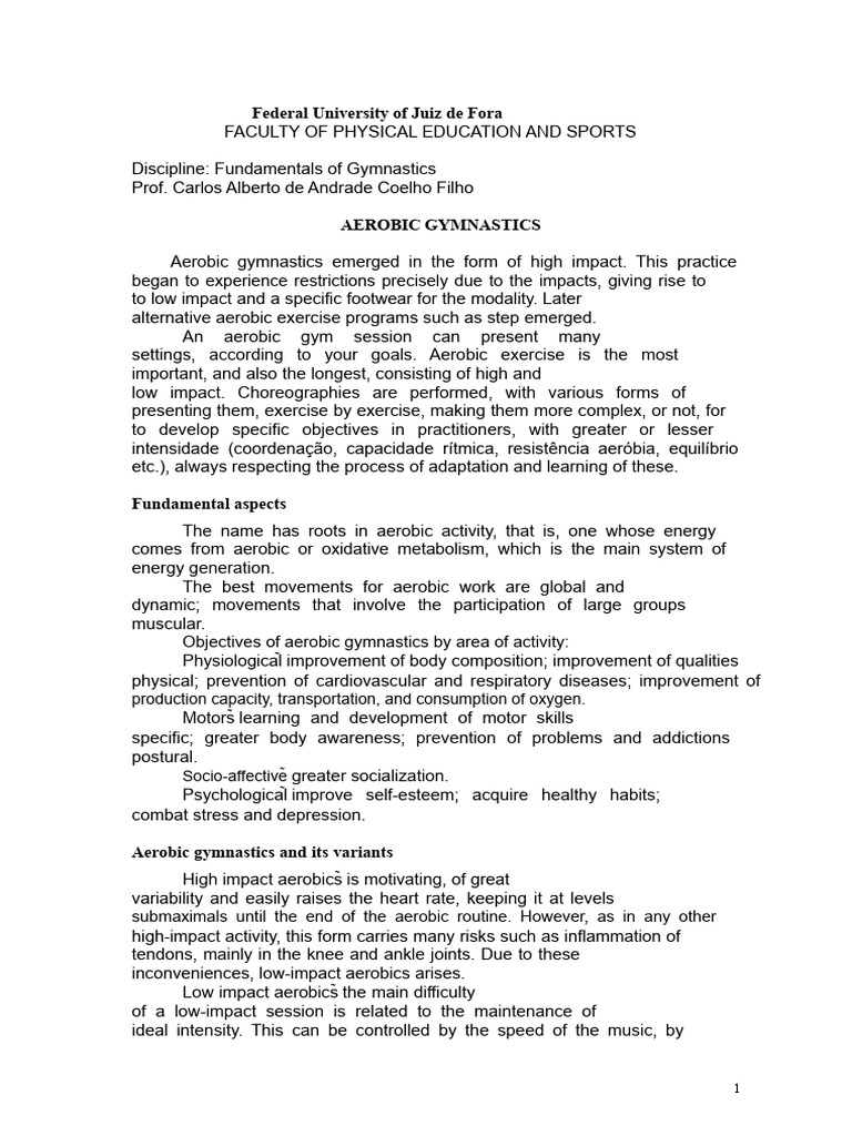 Aerobic Gymnastics: Techniques and Benefits | PDF | Aerobic Exercise ...