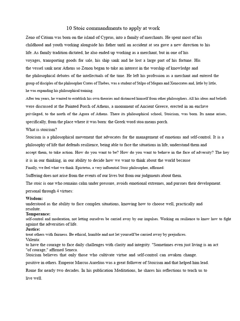 10 Stoic Principles for Workplace Success | PDF | Stoicism
