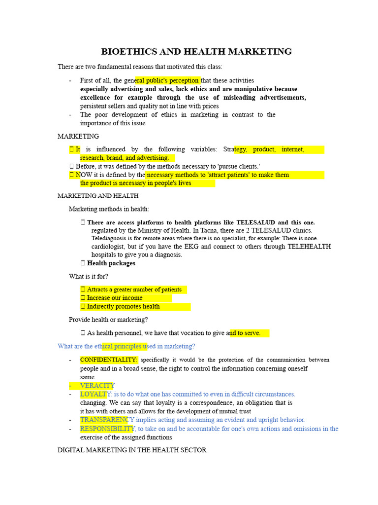 Bioethics and Health Marketing | PDF | Marketing | Health Care
