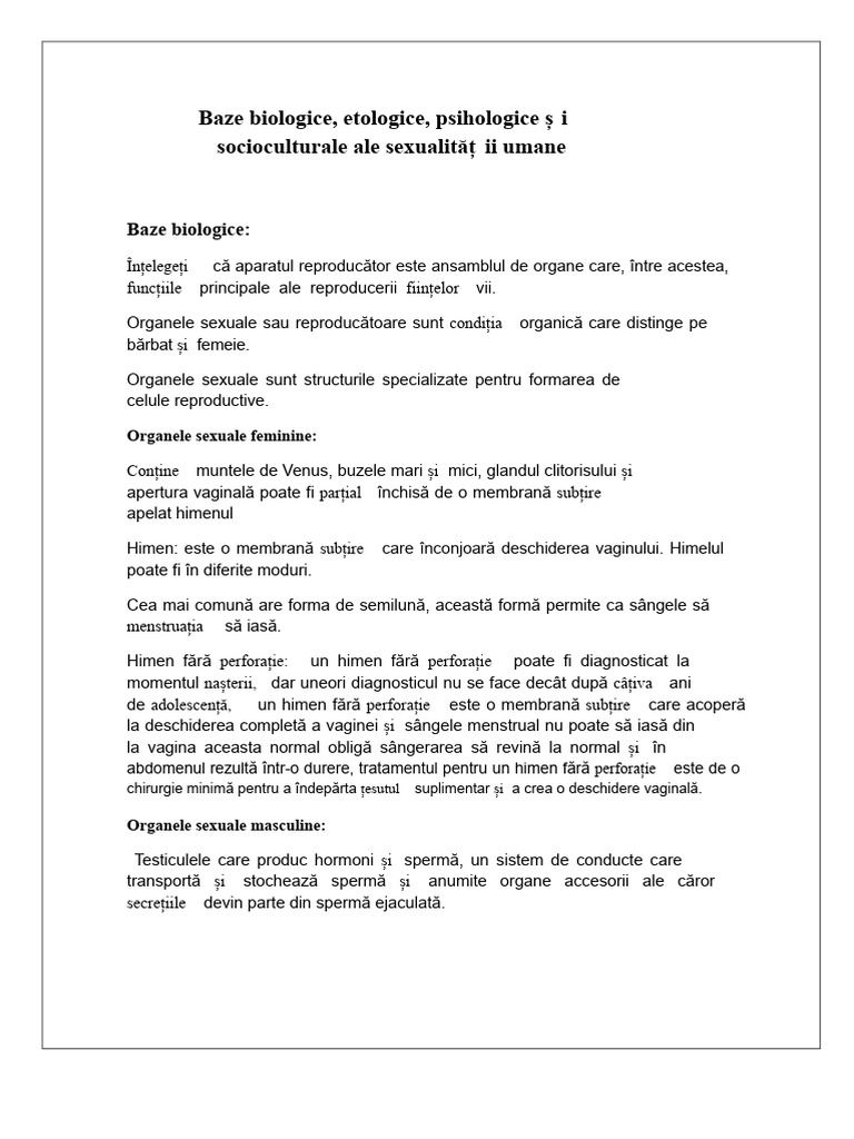 Bazele Biologice Și Psihologice Ale Sexualității | PDF